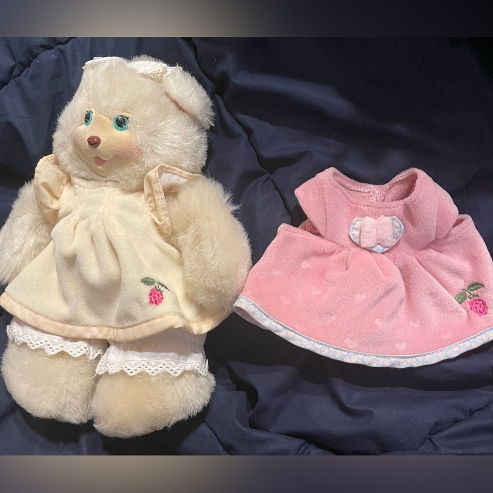 Berry Jane Bear 1998 Stuffed Plush Doll Toy Fisher VTG Yellow Dress Soft Girl